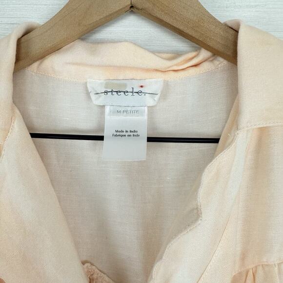 Steele Solange Boiler Jumpsuit Size M Peach Tie Dye Belted Linen Blend Utility - Picture 11 of 16